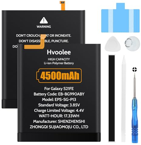 hvoolee Batterie pour Samsung Galaxy S21 FE 5G : EB-BG990ABY 4500mAh Batterie de Remplacement pour Galaxy S21 FE SM-G990B/DS Batterie avec Outil de réparation Professionnel