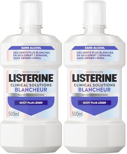 Listerine - Bain de Bouche Quotidien Soin Blancheur Goût Plus Léger (bouteille de 500 ml) – Soin bucco-dentaire sans alcool à l'action blanchissante – Bain de bouche pour une haleine fraîche durable