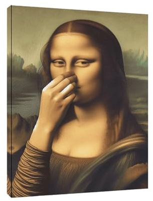 Mona Lisa Badezimmerbild, 30X40CM Lustiges Mona Lisa Badezimmer Wandbild, Vintage Parodie Monalisa Druck Badezimmerbild Kunstwerk, Humorvoller Monalisa Poster Badezimmer Wandbilder, Für Zuhause Deko