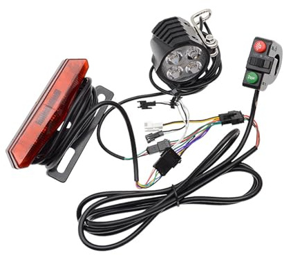 UncleS Set Fari E Luci Posteriori Per Biciclette Elettriche 24V-48V Set Luci a LED a Risparmio Energetico Set Modifica Illuminazione Faro Elettrico E Fanale Posteriore