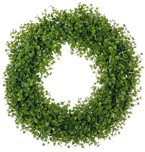 HMETOL Indoor Outdoor Farmhouse Artificial Front Door Wreath Garland | Living room, bedroom, porch. Fade-resistant, long-lasting. Realistic look. Green 50cm