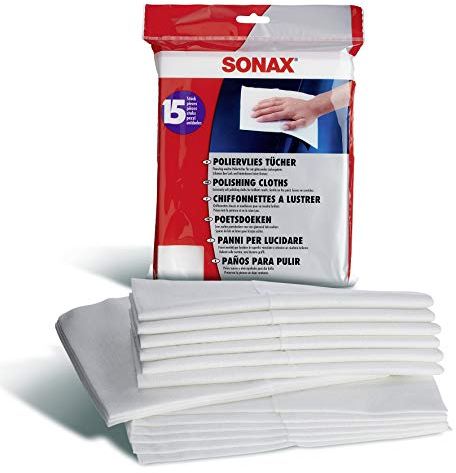 SONAX Panni per lucidare (15 pezzi) lucidano le superfici verniciate senza lasciare graffi, per un risultato brillante. Panni in tessuto di altissima qualità | Art. N. 04222000