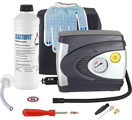 ELASTOFIT Reifen Pannenset mit Kompressor Reifendichtmittel 10 Jahre haltbar (Basic)