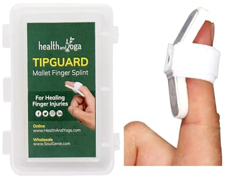 SoulGenie HealthAndYoga™ TipGuard Bendable Finger Splint for Mallet Finger Deformity -Post-Surgical Care- Adjustable Straightener -Trigger Finger Brace - 2 Sizes Set
