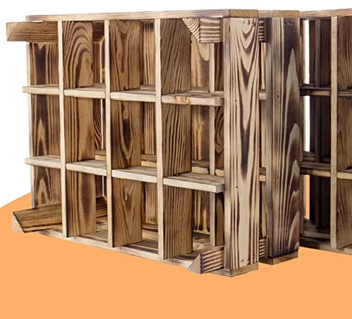 Moooble 2 Neue geflammte/braune Holzkiste für Flaschen 50cm x 40cm x 23cm Flaschenregal Weinregal Kiste(2er Set)