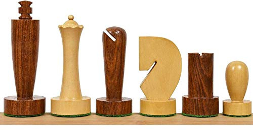 3.9″ Berliner Modern Minimalist Chess Pieces Only set- Weighted Golden Rosewood