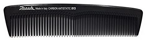 Jäneke Pettine tascabile 55813 in carbonio circa 14 cm (antistatico), compatto e universale, dentatura fine e larga (813)