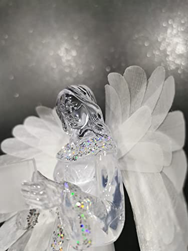 artigianato angelo luminoso led RGB a pile 3xAAA con glitter ed ali in fibra ottica IDEE ADDOBBI E DECORAZIONI NATALIZIE