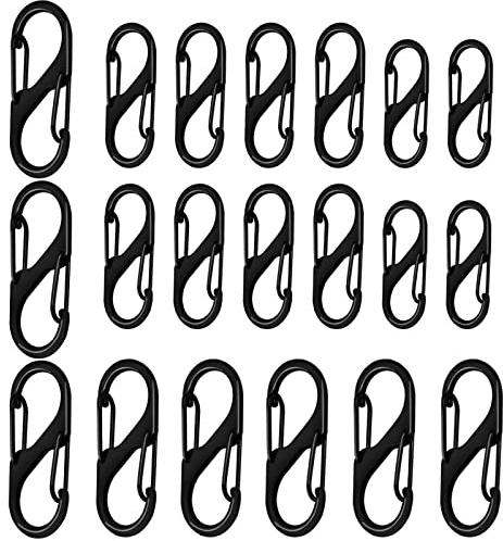 S Karabiner, 50mm/40mm/31mm Metall Doppelkarabiner 8 Förmiger Karabiner Karabinerhaken für Camping Zuhause Wandern(Schwarz)