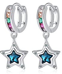 Ohrringe Silber 925 Hängend,Stella Ohrringe Hängend Silber Damen Creolen Silber Klein 1 Paar Ohrringe Silber Creolen Mädchen Schmuck 12mm