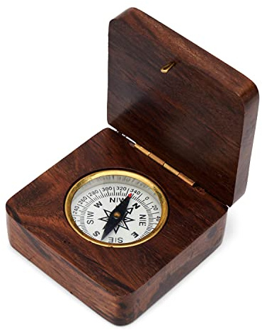 NKlaus Kompass marinekompass Holz 5cm Holzklappbox 6 5x6 Maritimes, 1 Stück | Gewicht: 85g; Länge: 6,5cm; Breite: 6,5cm; Höhe: 3cm; 6,5x6,5cm; 85g; 3cm; 3,5cm; nautische deko