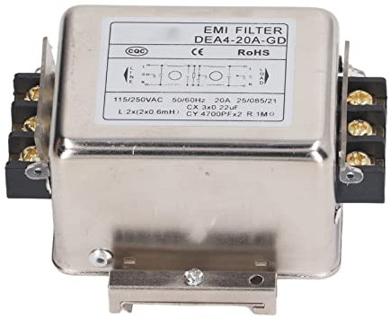 Uadme Filtro di Rete Elettrica, DEA4-20A-GD Filtro EMI Monofase, 115V 250V 20A 50/60Hz Filtro Antidisturbo, Connessione a Morsettiera