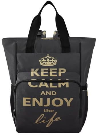 Blöjväska för två barn vattentät och snygg designer blöjväskor för mamma för avslappnad shopping resa Keep Calm and Enjoy the Life, flerfärgad, 1 size, Modern/åtsittande