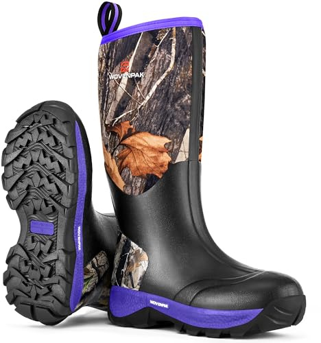 WOVENPAK Rubber Boots for Women, Waterproof Rain Boots Women, Insulated Hunting Boots, Neoprene Garden Mud Boots All Season for Hunting, Gardening, Farming, Size 8