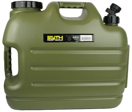 FAITH CARP TACKLE Bidón de Agua con Grifo - 25 LTR - Polietileno Verde - Depósito de Agua - Contenedor de Agua - Bidón de Agua - Dispensador de Agua - Grifo de Agua - con Grifo Dosificador