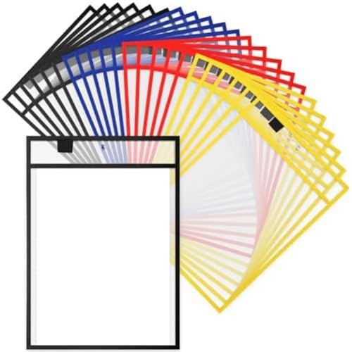 Uhidka 28-Teiliger Arbeitsnotizenhalter, Wiederverwendbarer Notizhalter, Tasche Aus Kunststoff, Trocken Abwischbare Hülle für Lehrer, Büro, Organisation A