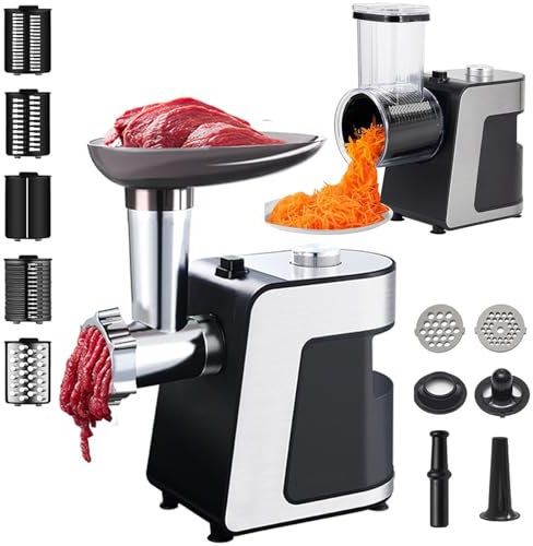 Grattugia elettrica per Formaggio 2 in 1, tagliapatate per tritacarne con 11 Accessori, tagliafrutta, affettatrice Automatica per Verdure, grattugia elettrica, per Formaggio, Cetriolo, Carne