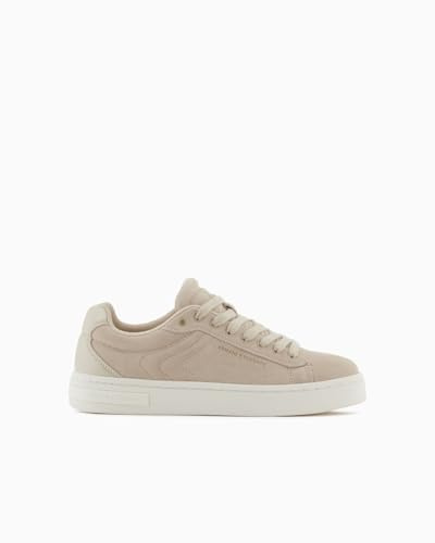 Armani Exchange dam London, läder, guldlogotyp sneakers, sand, 37 EU