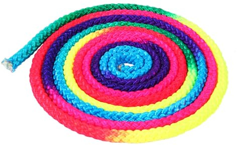 Rhythmisches Gymnastikseil, 2,8 m/9,18 ft Gymnastik-Sportseil, regenbogenfarbenes, solides Wettkampf-Kunst-Trainingsseil für professionellen Wettkampf, Heimfitness, Kinderspielen