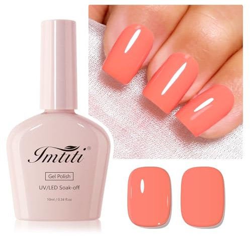 Imtiti Coral Gel Nail Polish, 1Pcs Coral Orange Soak Off UV LED Gel Polish, Long Lasting, Nail Art Manicure Salon DIY at Home for Spring and Summer (0.34 Fl Oz-955)