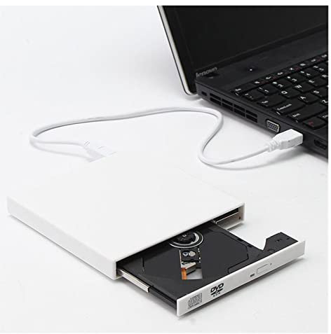ZKLGS Lecteur DVD pour TV, DVD ROM Lecteur Optique Externe USB 2.0 CD/DVD-ROM Lecteur CD-RW graveur Lecteur Mince enregistreur Portable for Ordinateur Portable pour Films en Famille(Blanc)