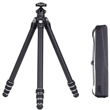 FALCAM TreeRoot Quick Lock Lite Trípode de Fibra de Carbono con Cabezal de Bola, ultraligero y compacto para viajes, carga vertical de 40kg, control con una mano, patas reforzadas de 1,3 mm para cámar