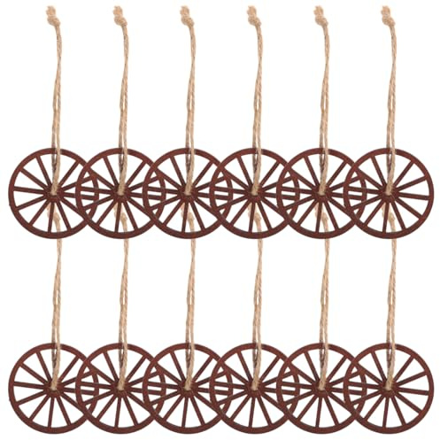 Amosfun Vintage Holz Wagenrad Deko 2 Zoll Hängedeko Wanddeko Für Wohnzimmer Schlafzimmer Bar Retro Holzanhänger