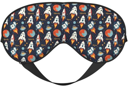 Máscara de sueño para hombre y mujer – Máscara de viaje con hebilla ajustable y diseño de dibujos animados Espacio 1 impreso – Máscara de sueño cómoda para hombre y mujer – Diadema divertida para