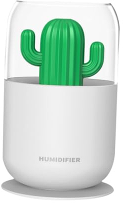 Cabilock Umidificatore Cactus USB Ricaricabile con Luce Notturna Umidificatore da Scrivania per Ufficio e Casa Purificatore Aria Portatile per Auto e Camera da Silenzioso Atmosfera