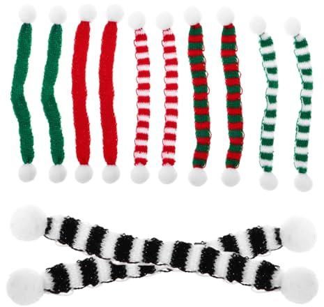 ERINGOGO 12 Stück Teiliges Mini Strickschal Farben Weihnachtliche Mini Schals für Weinflaschen Puppenhaus Deko DIY Bastelzubehör Vielseitige Miniatur Schal Accessoires für Haustiere und