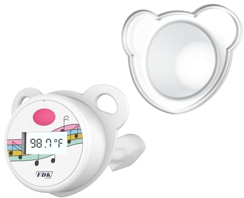 FDK Baby Pacifier Oral Thermometer, High Accuracy Digital Newborn Thermometer with LCD Display, Sick Toddler Essentials Waterproof Mouth Temperature Reader for Easy Fever Monitoring