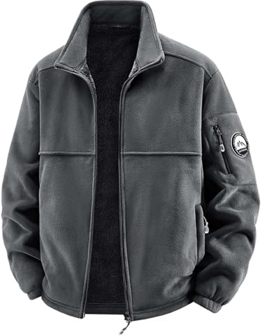 Chaqueta de Forro Polar para Hombre con Acolchado Grueso y Protección contra el Viento Abrigo Extra Cálido para Invierno Tallas Grandes con Tejido de Calidad y Cremallera(Black, M)