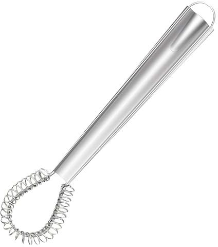 AJIMAOMI Food Grade Stainless Steel Whisk, 20.5cm Mini Portable Hand Mixer for Eggs, Coffee, Cream, Milk, Sauce, Honey, Drinks & Pancake Batter - Lightweight Manual Egg Beater