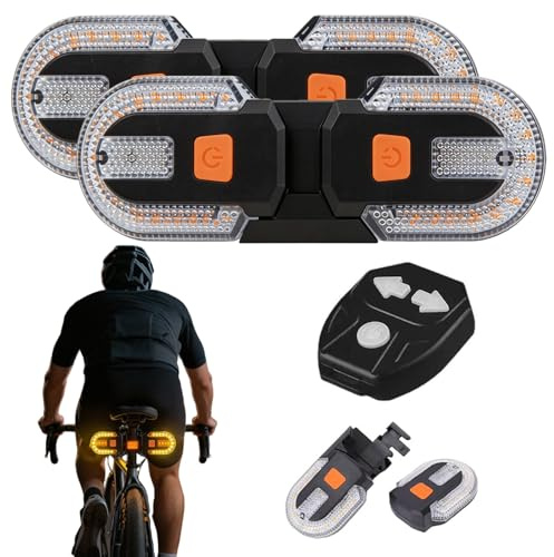 2 Stück Blinker E Scooter,Wasserdichte Motorrad Blinker,Fahrrad Blinker mit Fernbedienung,Wiederaufladbar Doppelte LED Geteilte Rückleuchten,5 Modi für Rennräder,Mountainbikes,Scooter,Motorräder