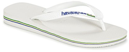 Havaianas - Brasil Logo, Iconic, Comfortable and Durable Flip-Flops, Straps with Brazilian Flag and Non-Slip Sole with Colourful Stripes, Adults Unisex, White, 5.5/6