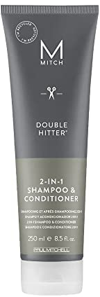 Paul Mitchell MITCH Double Hårt schampo & balsam – 2-i-1 Deep Cleansing Shampoo för män, hårvård schampo balsam för mild rengöring, 250 ml