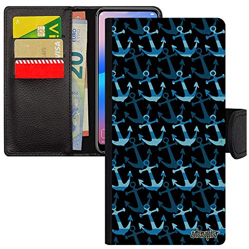 utaupia Coque pour Huawei P10 Lite Rabat Ancre Telephone Vague PU Bleu de Bateau Homme Tattoo de Luxe Colore Crayon Pas Cher Couleur Portable 4G