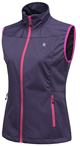 Little Donkey Andy Women's Lightweight Softshell Vest, Windproof Sleeveless Jacket for Running Hiking Travel, Purple XL