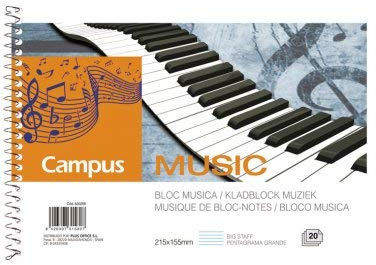 Campus Bloc Música A5,20 hojas 80gr, 4 Pentagramas Grande