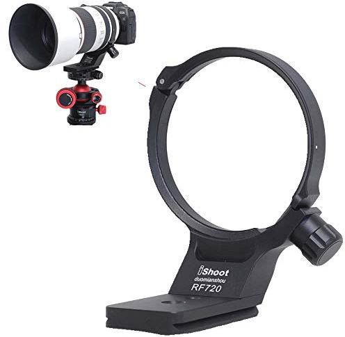 iShoot Metall-Stativ-Halterung, Objektivring, kompatibel mit Canon RF 70-200 mm f/2.8L IS USM E (III), Objektiv-Halter-Halterung, Unterseite ist Arca-Swiss Fit Schnellwechselplatte Merkmale.