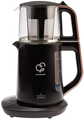 Karaca Çaysever Théière et bouilloire parlantes 1700W or rose, 1,5 litre, 1700 watts, Sans BPA, Filtre à thé, Théière, 15 minutes