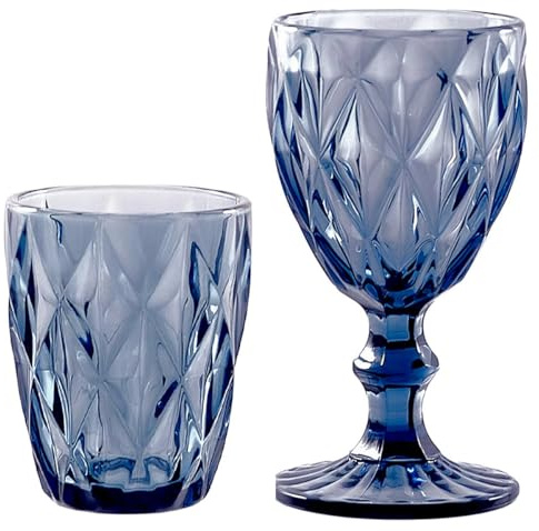 KEDEA Bicchieri Acqua in Vetro, Calici Vino in Vetro, Lavabili in lavastoviglie, Tumbler Acqua e Calici Vino Colorati Mix 6 COLORAZIONI.… (GRAND PAVE')
