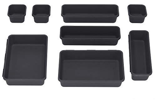 SPRINGOS Dunkelgraue Behälter aus Kunststoff Schubladeneinsatz Multi-Satz-Organiser Aufbewahrungsboxen Schubladen Organizer Make-up universal