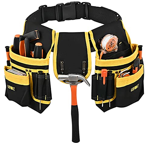 Tool Belts for Men,Heavy Duty Tool Belts with 26-Pockets,Adjustable and Detachable Tool Pouches and Belts for Electrician,Carpenter,Construction,Joiners,Plumbers,Work Tool Belt