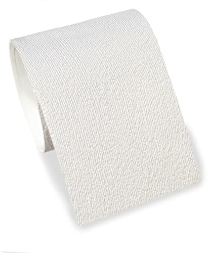 Selbstklebende weiße Bordüre in Tapetenoptik mit Leinenstruktur, 4cm breit & 5m lang, 1 Borte für Ihre Wand, Zeitlose Tapetenbordüre