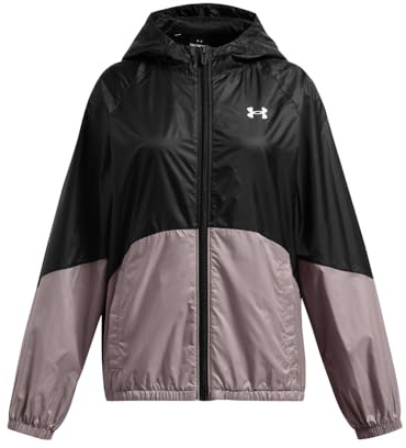 Under Armour Girls Sport Windbreaker Jacket, (002) Black/Tetra Gray/White, Small