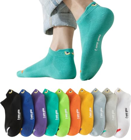 GEYIWSSXY Calzini colorati in cotone da uomo, divertenti, corti e casual, per sneakers e sport, Multicolore C-10 paia, Taglia unica