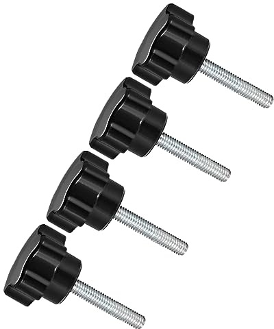 CoCud Stern Klemmknöpfe M5 x 20mm Stecker Gewinde 24mm Kopf Plastik Daumen Schraube Griffe Hand Knöpfe Gewinde Bolzen Schwarz - (Verwendung: für Drehmaschinen) 4Stk