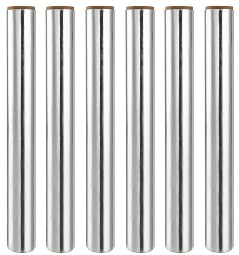 KOHAND 6-pack aluminiumfolie 6 rullar, 30 cm × 10 m köksfolie, cateringfolie, non-stick plåtfolie för omslag, grillning och grillning, rostning, frysning
