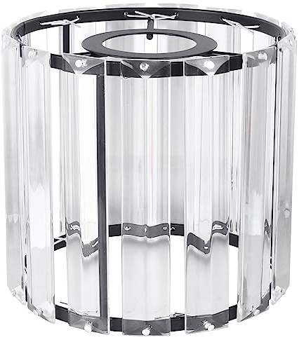 Small Clear Crystal Barrel Lampshade, Iron Art Lamp Shade Decorative | Modern Style Glass Cylinder Lampshade Hanging Ceiling Light Cover Accessories for Island Light Floor Table Lamp